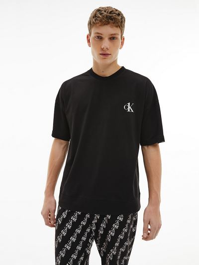 Calvin Klein Ruhák HU701552 | Calvin Klein CK One Pants Férfi Pizsama Szett Fekete / Fehér